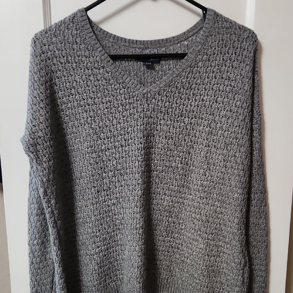 Gray V-Neck Sweater